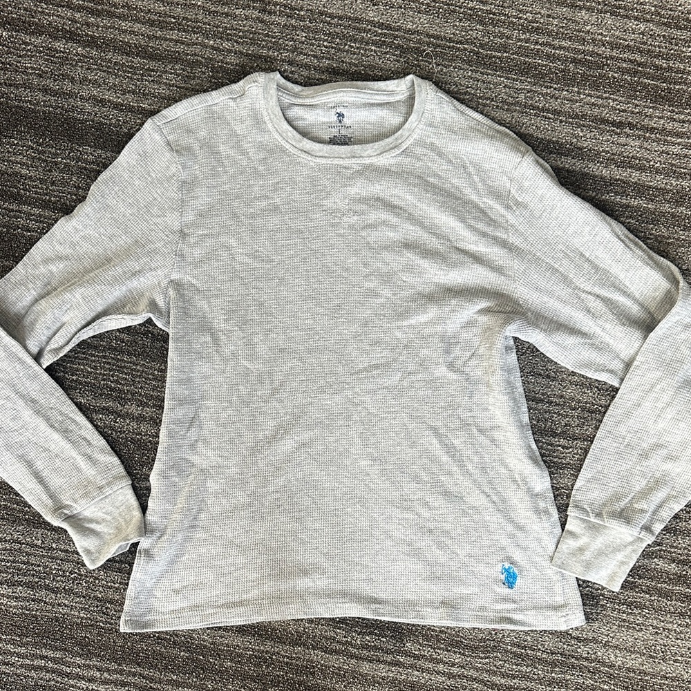 Polo by Ralph Lauren Light Gray Waffle Knit Pajama Top